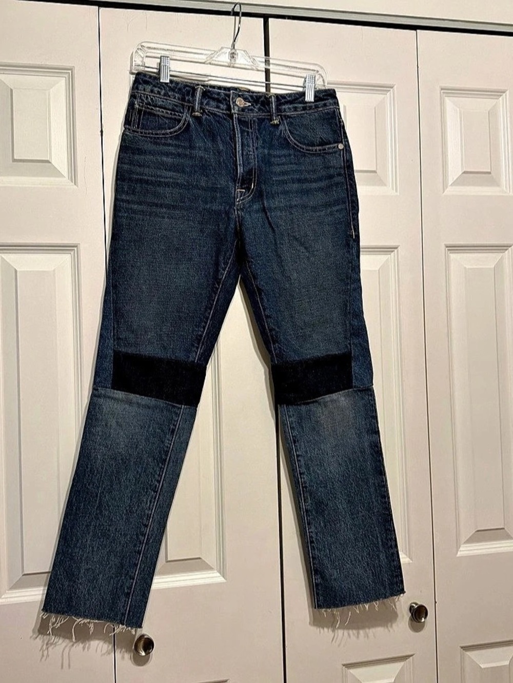 Helmut Lang High Rise Crop Slim Color Block Cropped Jeans Waist 27 NWT